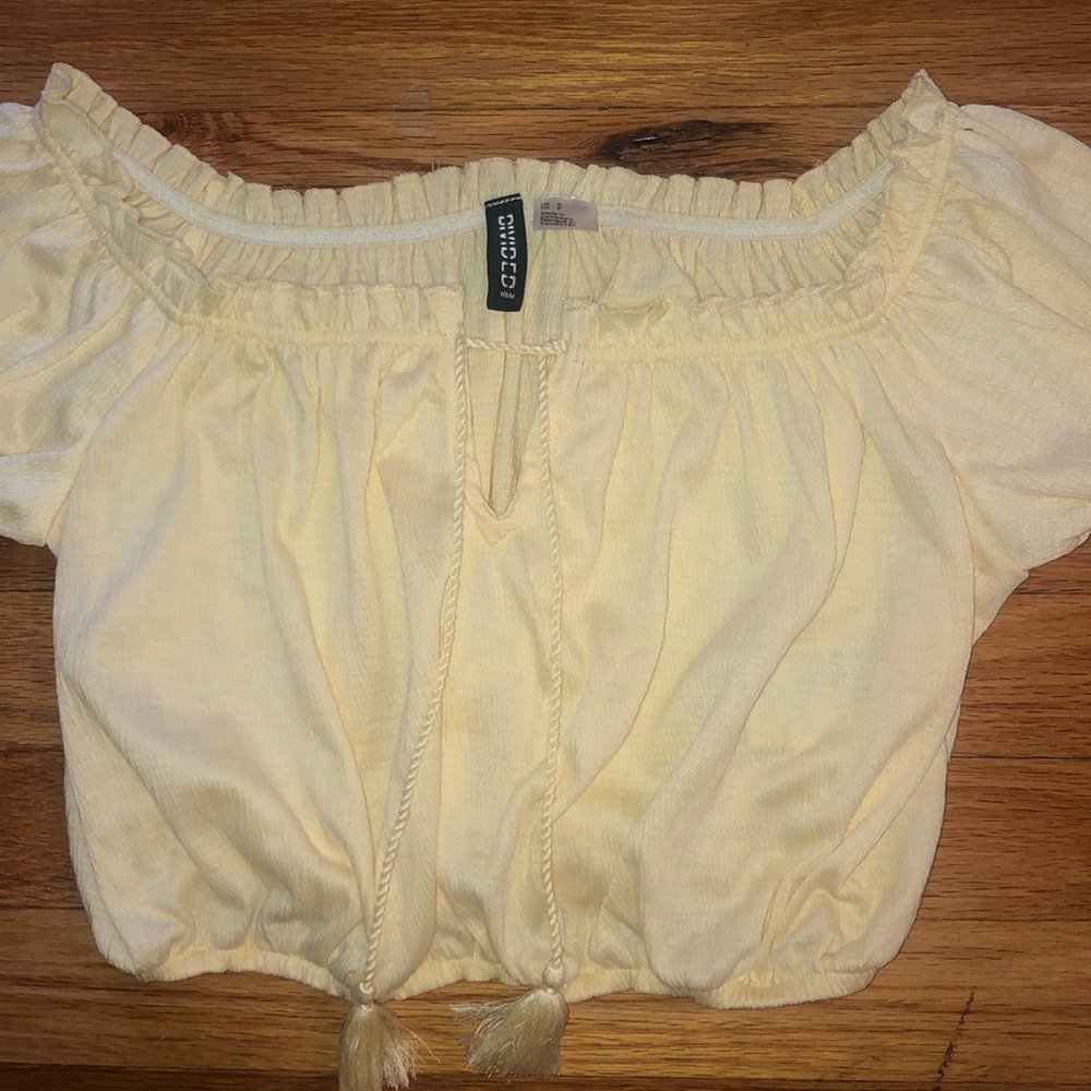 baby yellow off the shoulder top